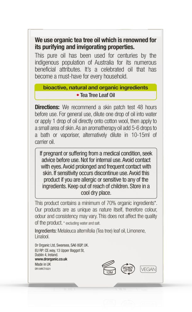 Dr Organic Tea Tree Pure Oil (10 ml) - image 2