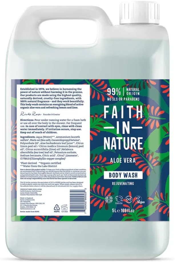 Faith in Nature Aloë Vera Bodywash Navulverpakking (5000 ml)