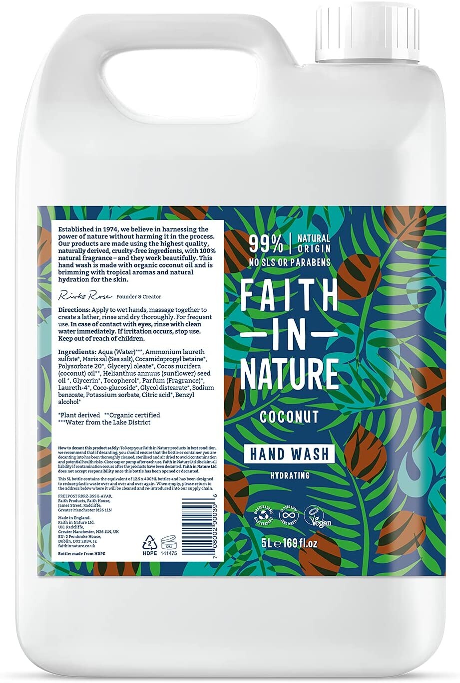 Faith in Nature Coconut Handzeep Navulverpakking (5000 ml)