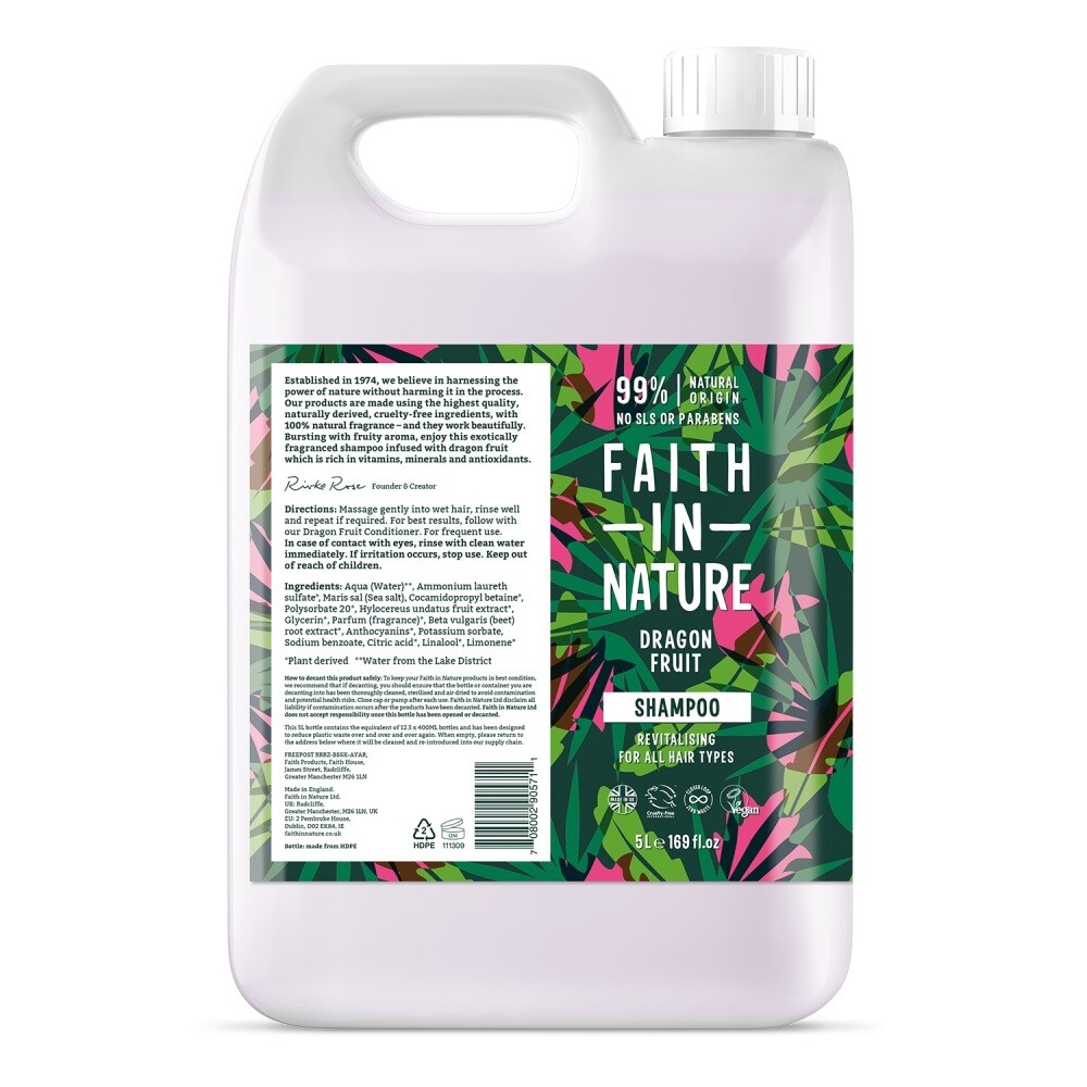 Faith in Nature Dragon Fruit Shampoo Navulverpakking (5000 ml)