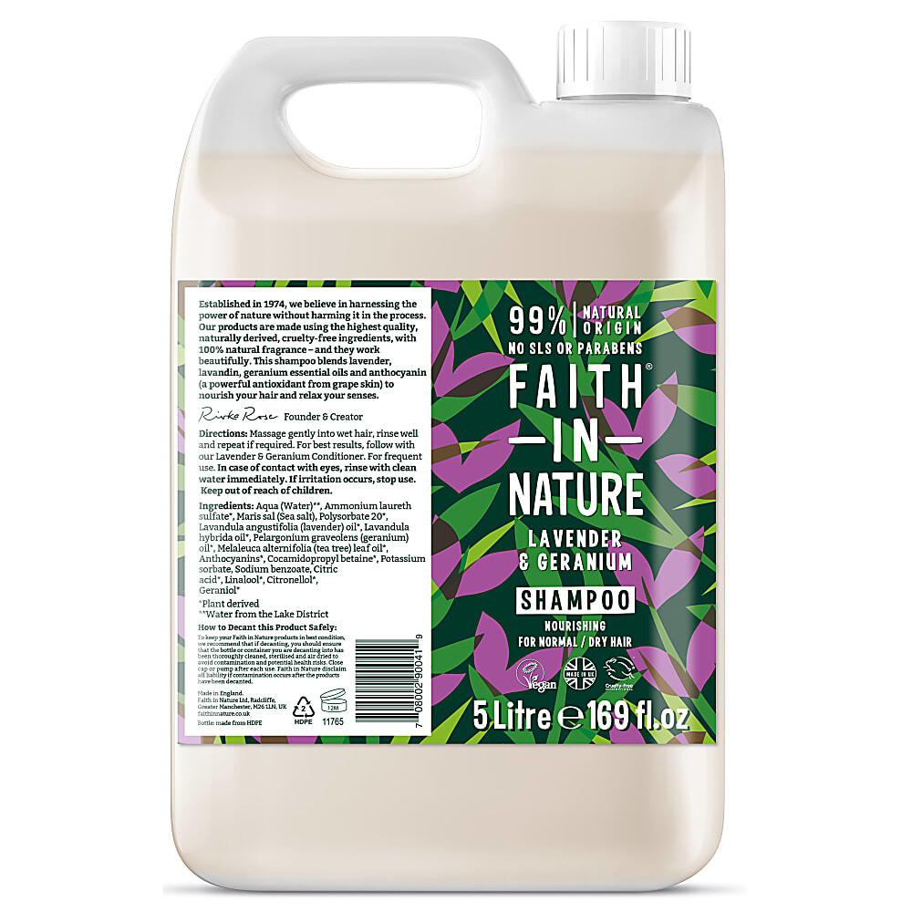 Faith in Nature Lavendel & Geranium Shampoo - Navulling (5000 ml)