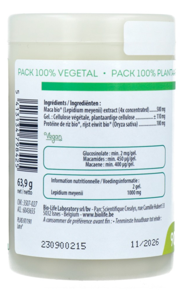 Be-life Maca 2000 Bio - Peruaanse Ginseng (90 vegetarische capsules) - image 2