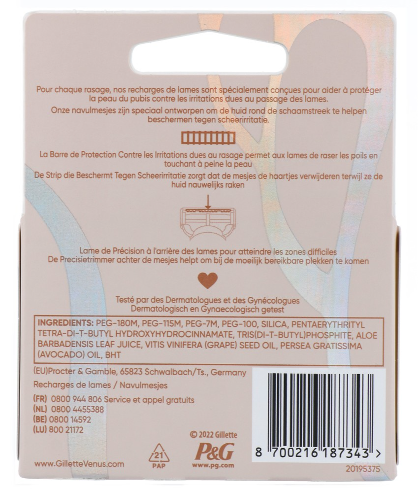 Gillette Venus Satin Care Huid & Schaamhaar Navulmesjes (4 stuks)