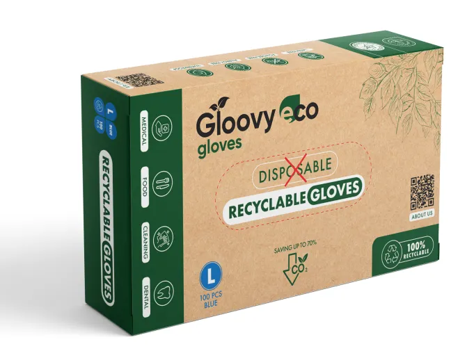 Gloovy Eco Recyclebare Handschoenen Blauw L (100 stuks)