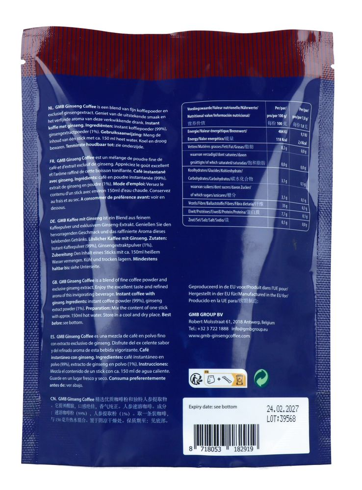 Gmb Ginseng Coffee Zwart (20 stuks)