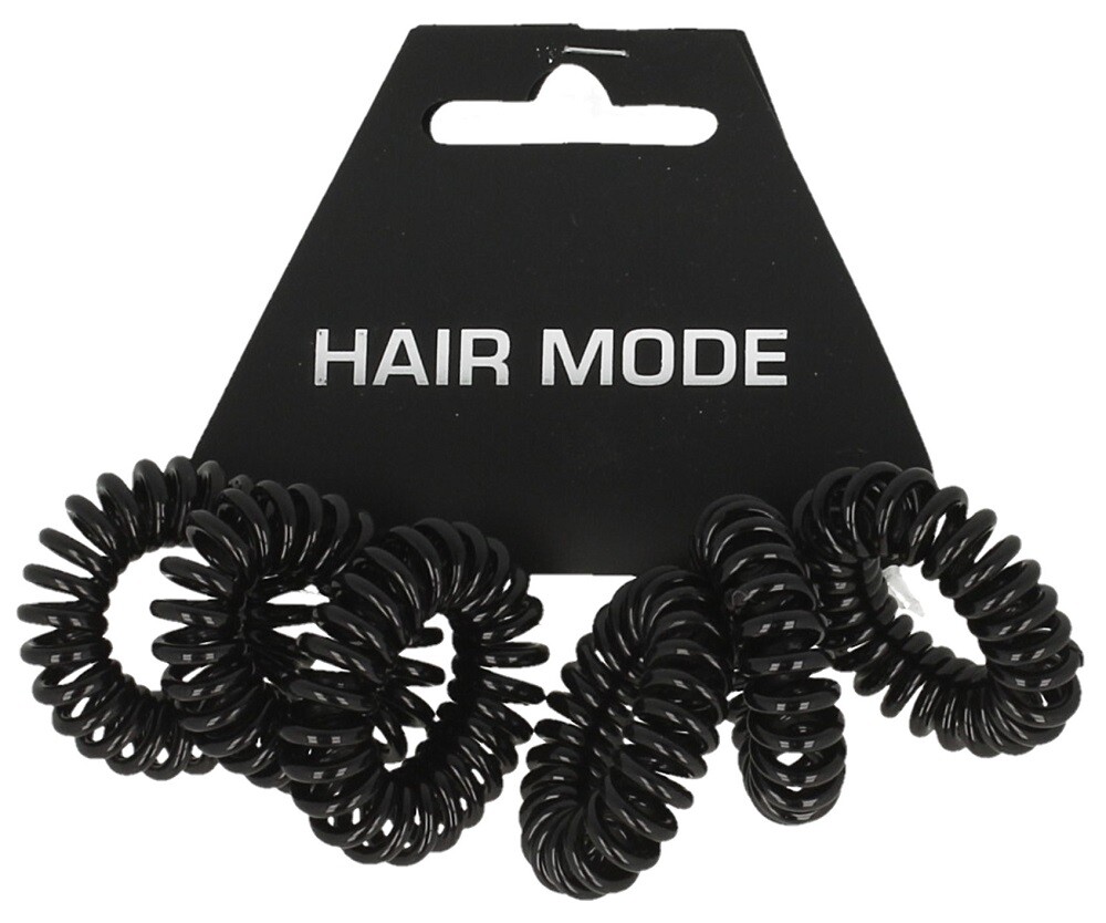 Hair Mode Haarelastiek Kabel Klein Zwart (6 stuks)