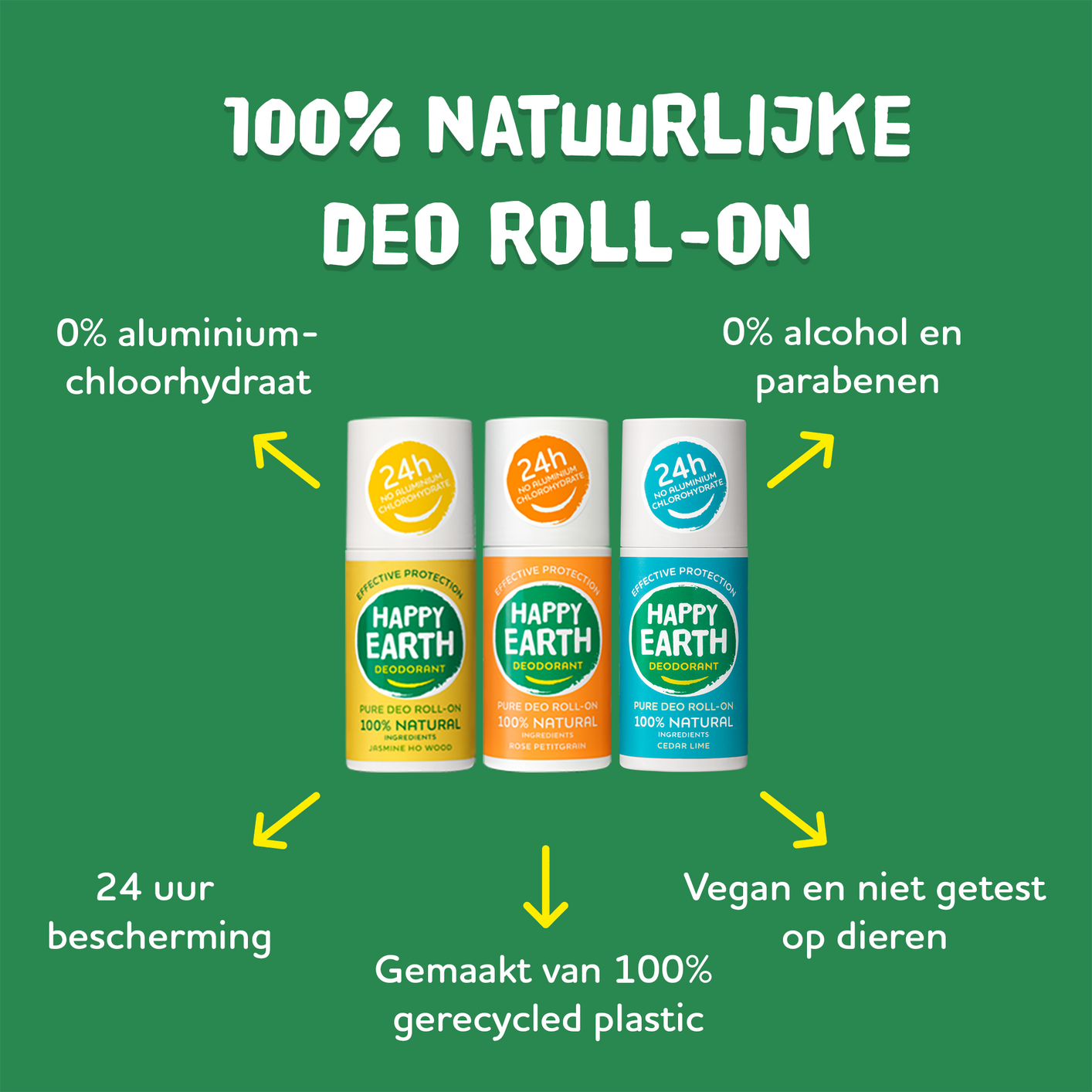 Happy Earth 100% Natural Deo Roll-on Bergamot Cedarwood (75 ml) - image 2