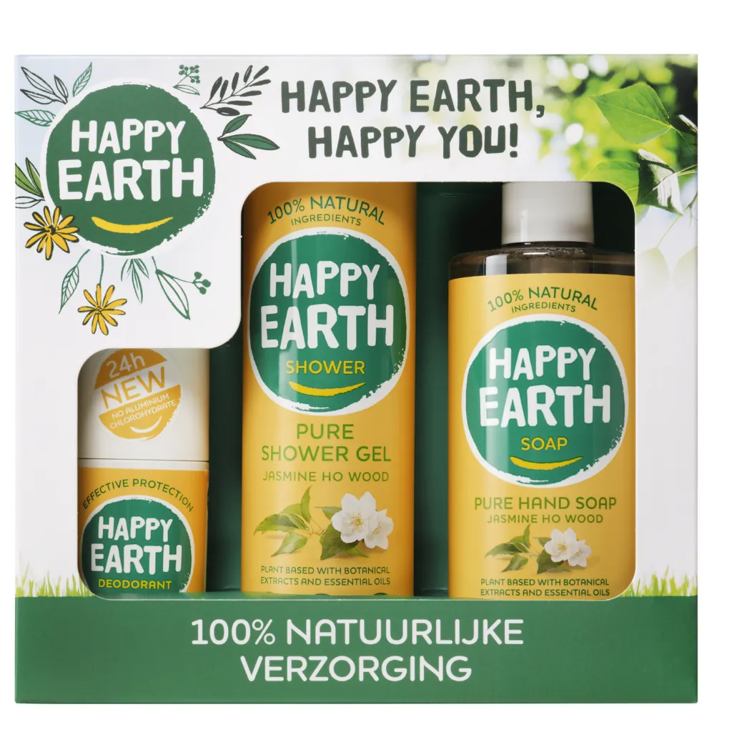 Happy Earth Giftset Jasmine Ho Wood, Deo/showergel/handsoap (1 stuk)