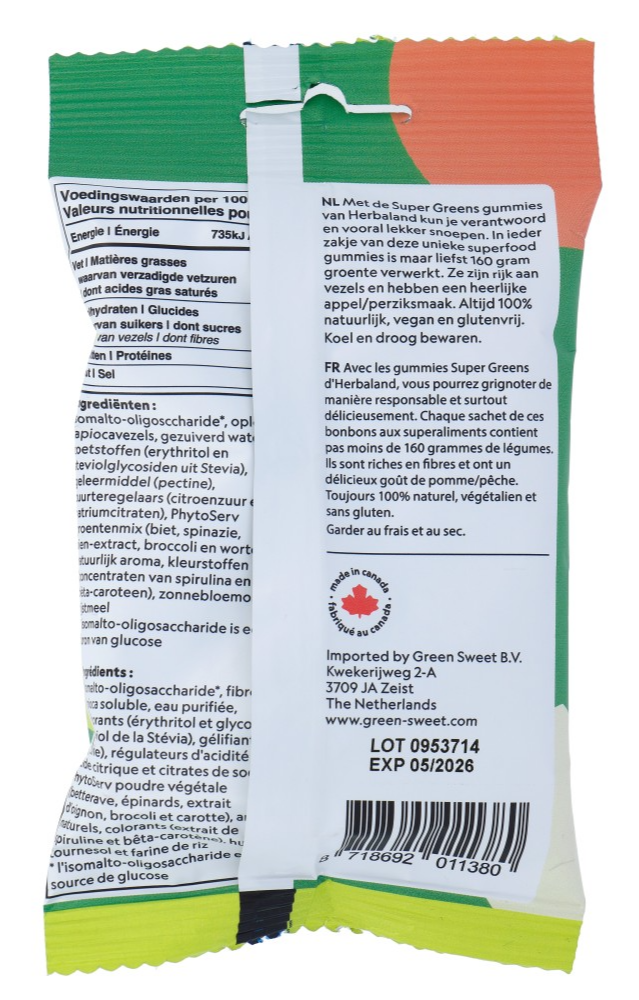 Herbaland Gummies Super Greens Appel en Perzik (40 gr)