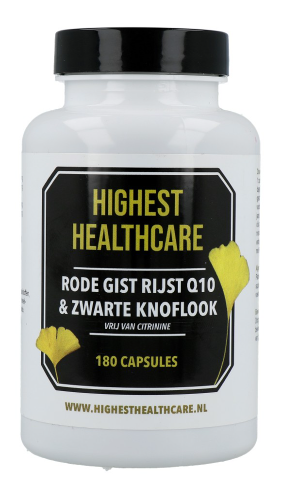 Highest Healthcare Rode Rijst Q10 & Zwarte Knoflook Capsules (180 capsules)