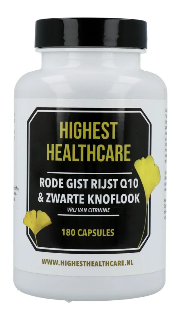 Highest Healthcare Rode Rijst Q10 & Zwarte Knoflook Capsules (180 capsules)