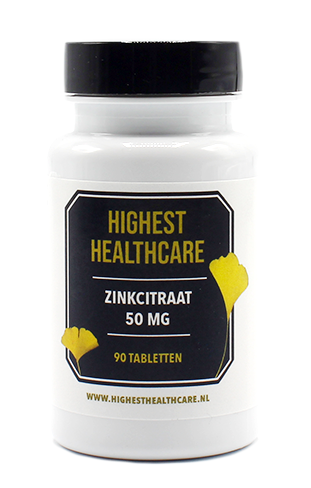 Highest Healthcare Zinkcitraat 50mg Tabletten (90 tabletten)