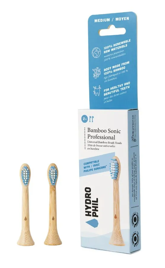 Hydrophil Sonicare Bamboe Opzetborstels Medium Soft (2 stuks)