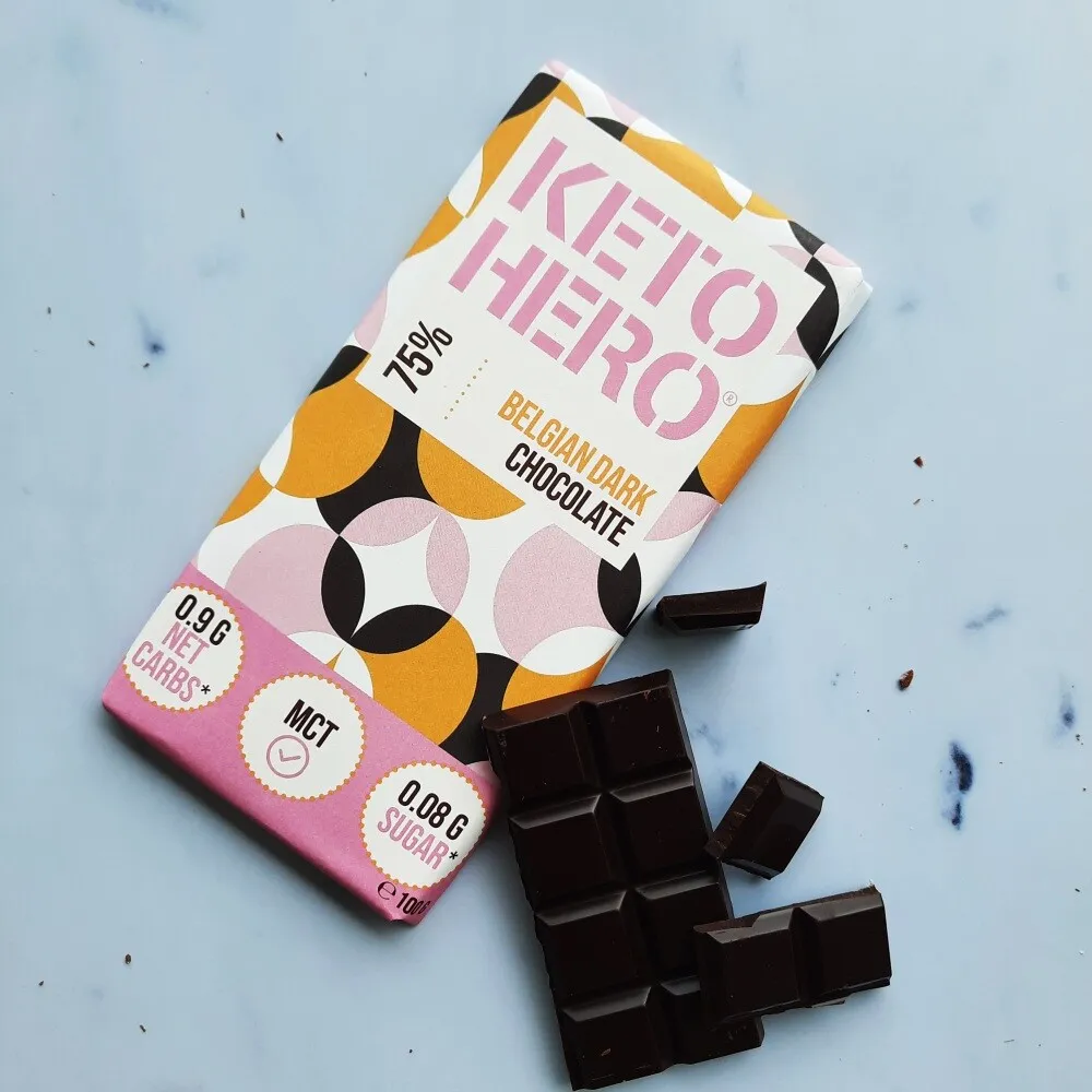 Keto Hero 75% Belgian Dark Chocolate (100 gr)