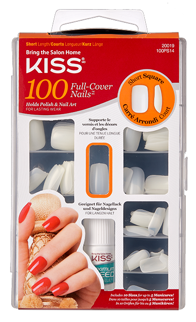 Kiss 100 Full Cover Nails Short Square (1 stuk)