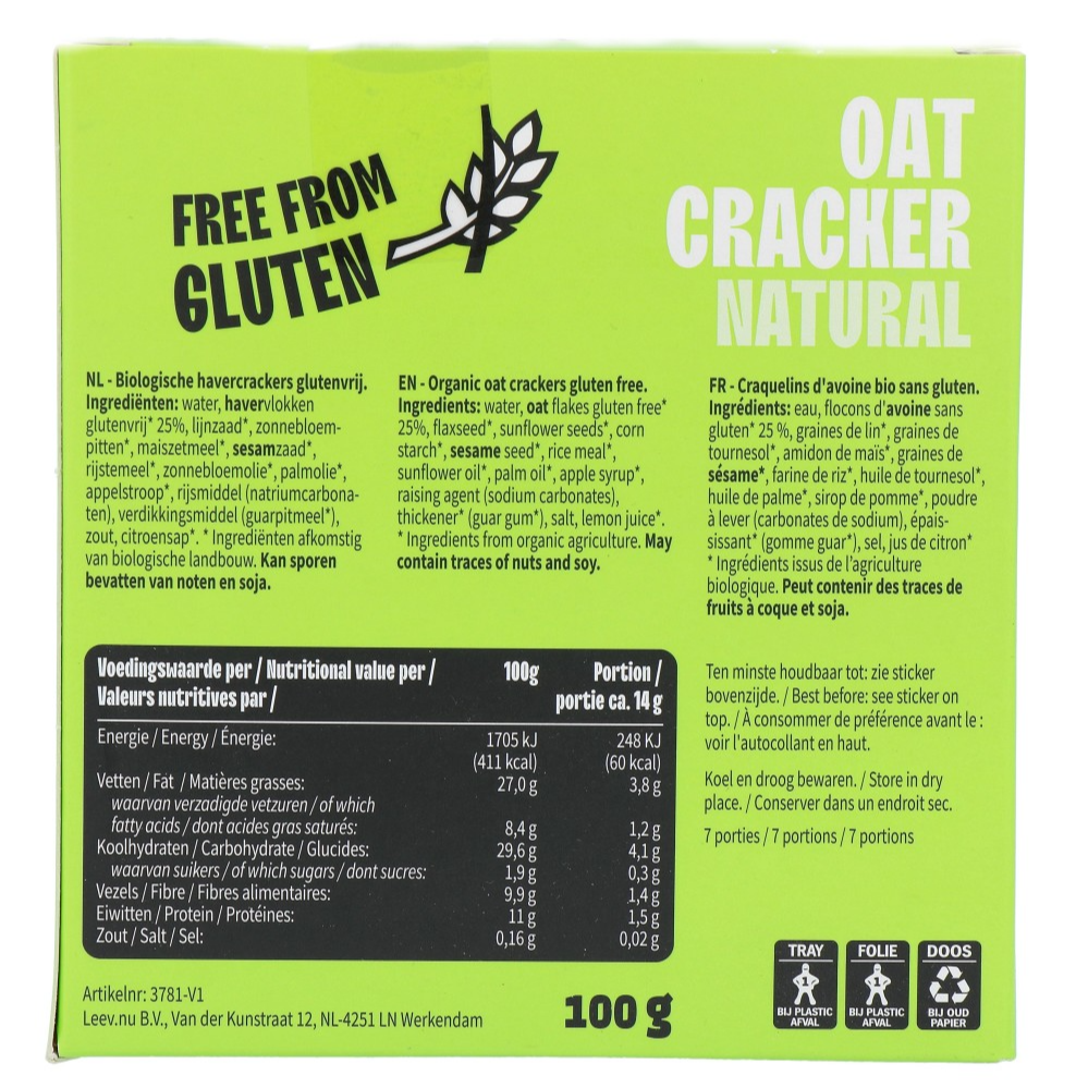 Leev Oat Cracker Natural (100 gr)