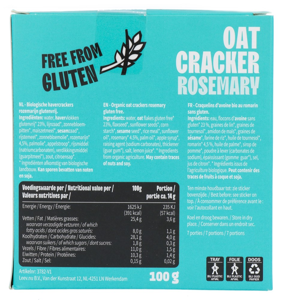 Leev Oat Cracker Rosemary (100 gr)