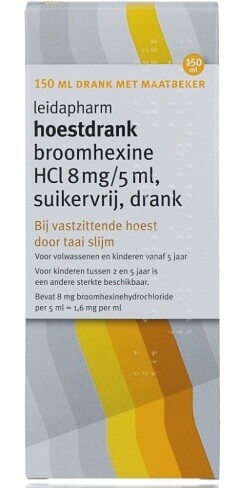 Leidapharm Hoestdrank Broomhexine Hci 8mg/5ml Suikervrij (150 ml)