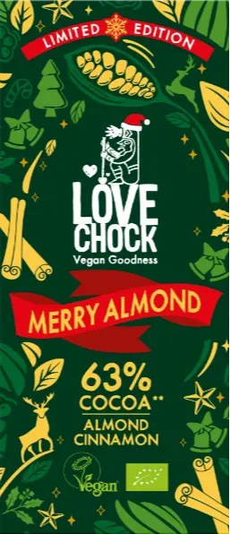 Lovechock Merry Almond Pure Chocolade (70 gr)