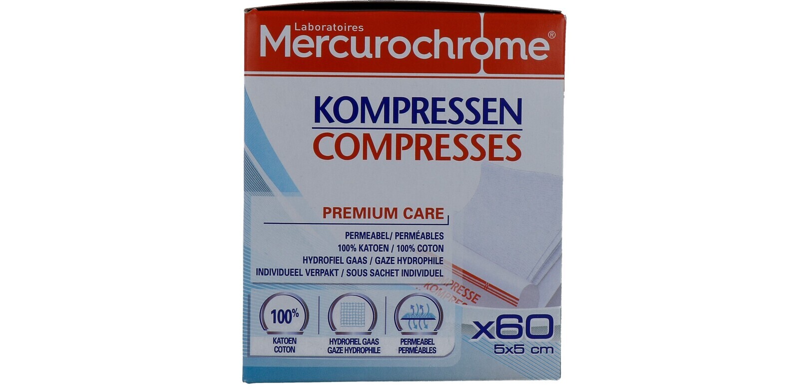 Mercurochrome Kompressen 5x5cm (60 stuks) - image 2