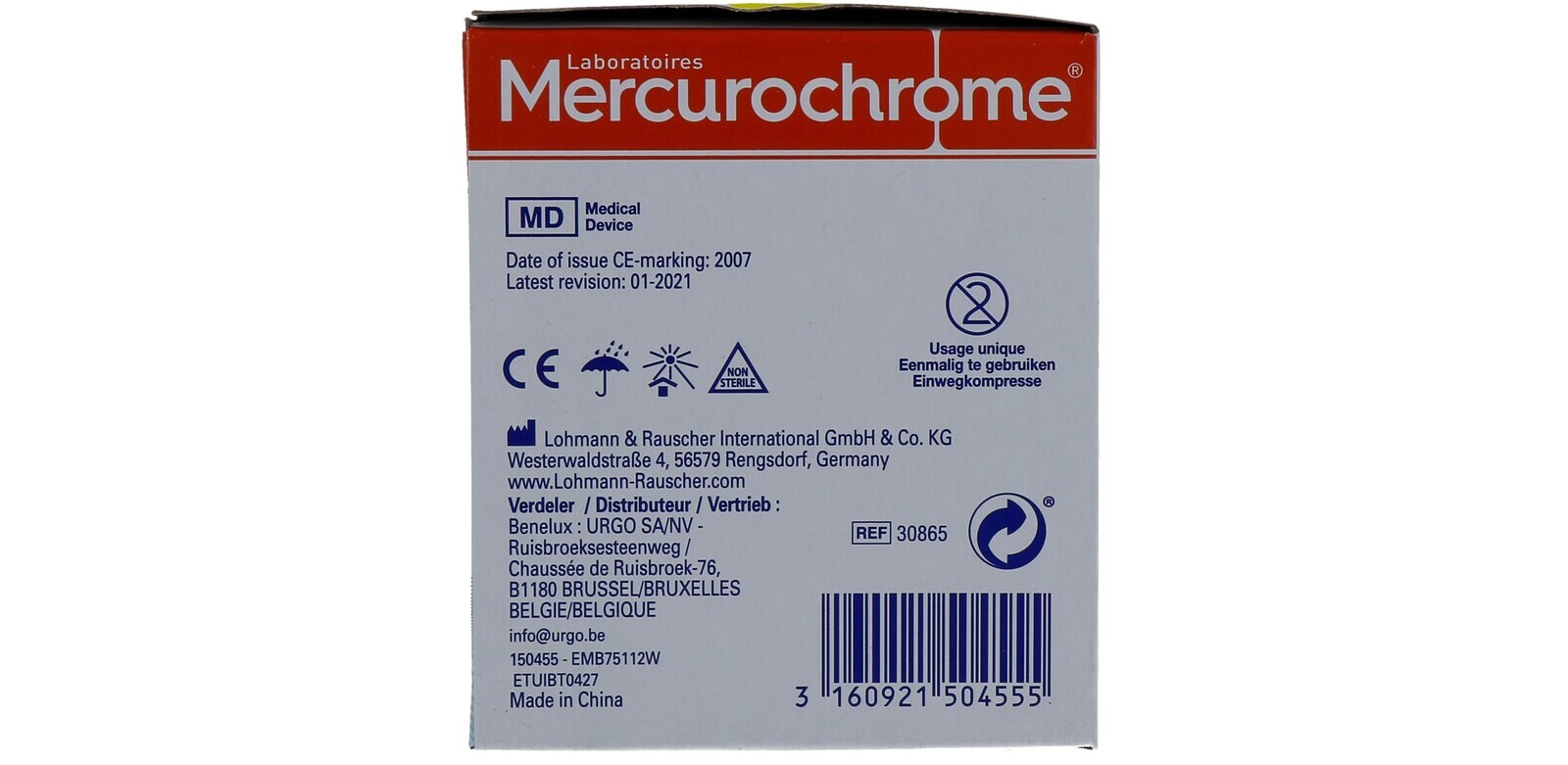 Mercurochrome Kompressen 5x5cm (60 stuks) - image 3