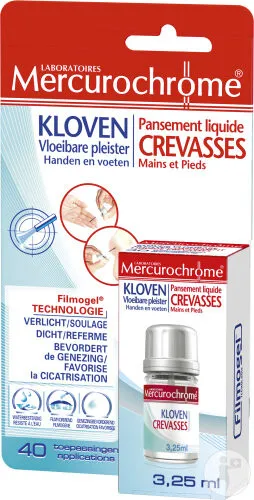 Mercurochrome Mercuro Vloeibare Pleister Kloven 3,25ml (3,25 ml)