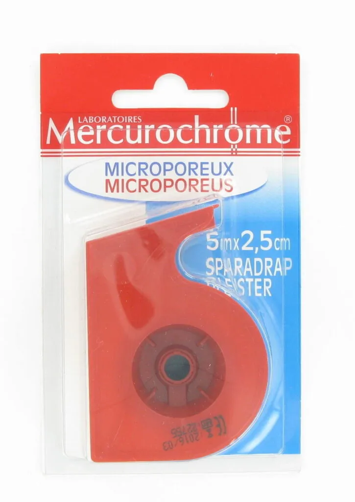 Mercurochrome Pleisters Microporeus 5mx2,5cm (1 stuk)