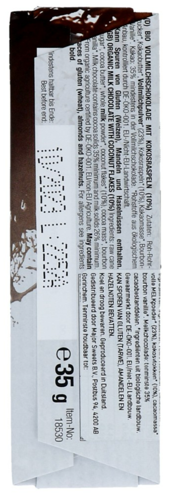 Meybona Organic Milk Coconut Chocolate Bar (35 gr)