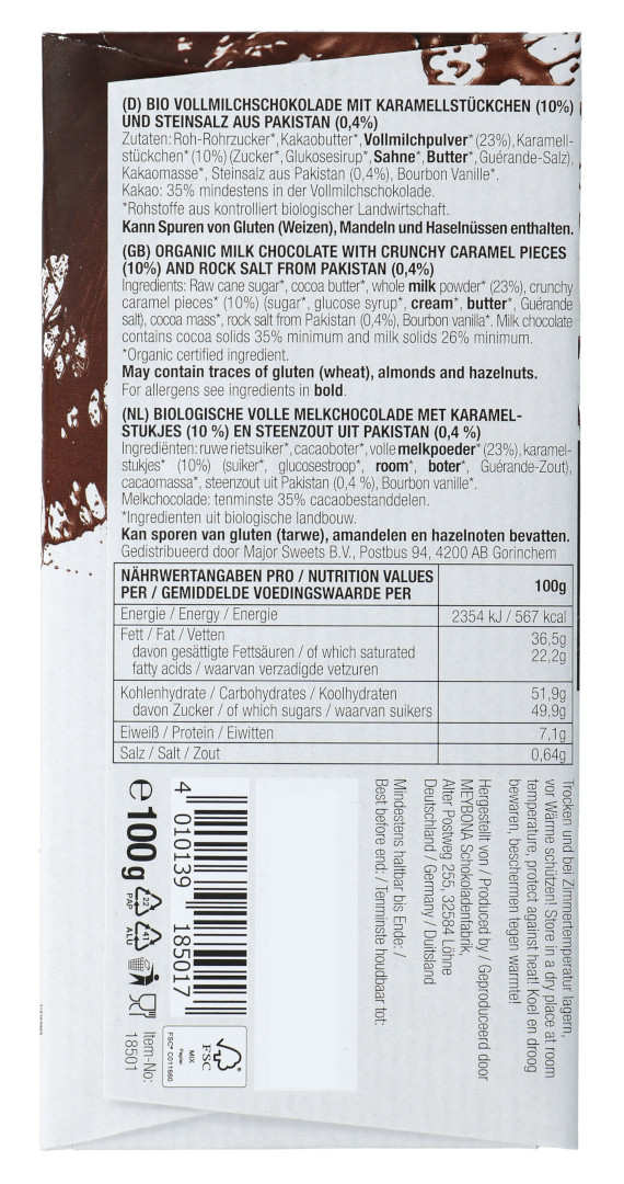 Meybona Collage Melkchocolade Salty Caramel (100 gr)