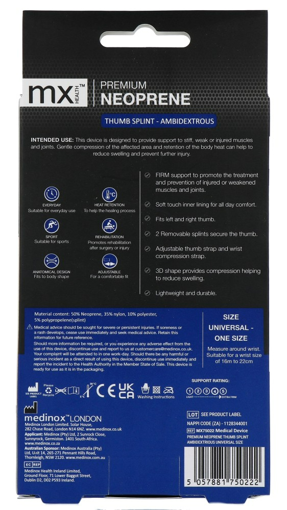 Mx Health Thumb Brace Neoprene Universal (1 stuk)