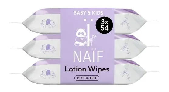 Naif Lotion Billendoekjes 3 x 54 stuks (162 stuks)