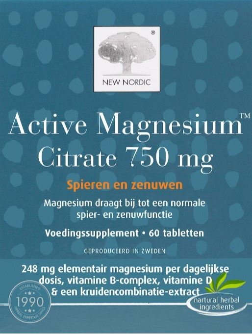 New Nordic Active Magnesium Citrate 750mg Tabletten (60 tabletten)