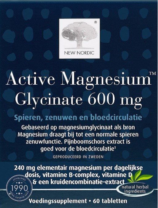 New Nordic Magnesium Active Glycinate 600mg Tabletten (60 tabletten)