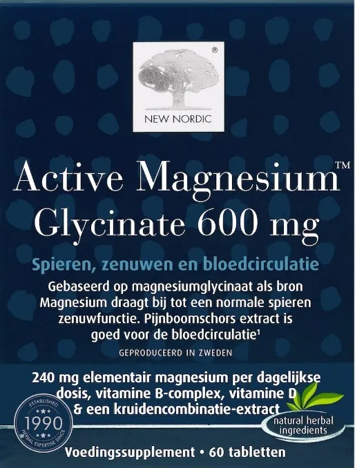 New Nordic Magnesium Active Glycinate 600mg Tabletten (60 tabletten)