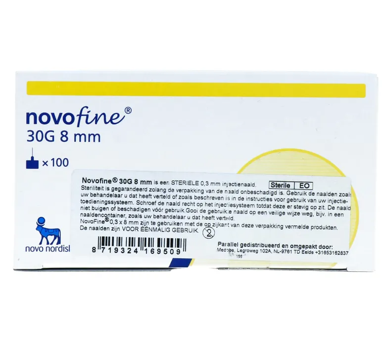 Novofine Naalden 30g 8mm (100 stuks)