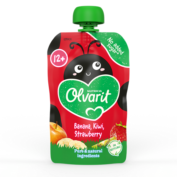 Olvarit 12m+ Banaan Kiwi Aardbei Knijpfruit (100 gr)