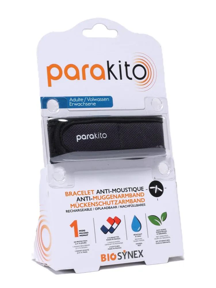 Parakito Anti-muggen Armband Zwart Volwassenen (1 stuk)