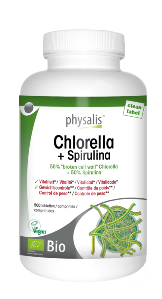 Physalis Chlorella + Spirulina Tabletten (500 tabletten)
