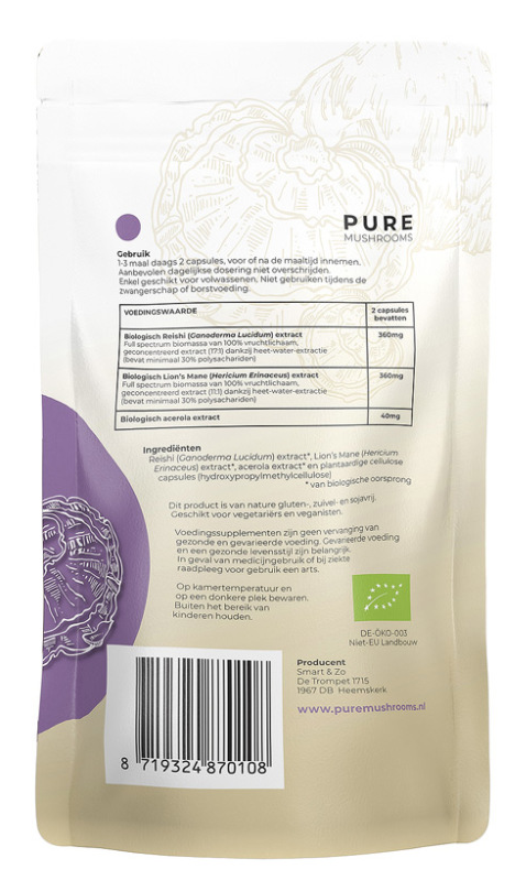 Pure Mushrooms Bio Chill Mix Capsules (60 vegetarische capsules)