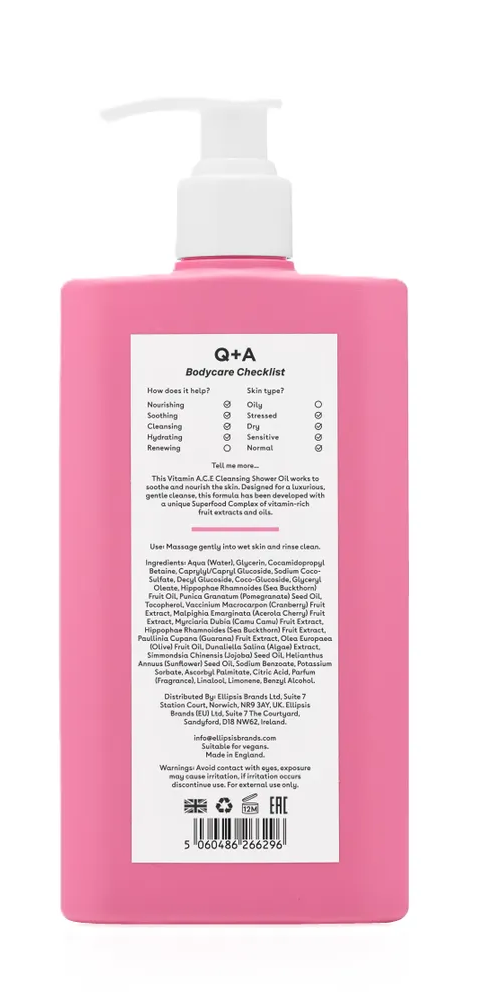 Q+A Vitamin A.C.E Cleansing Shower Oil (250 ml)