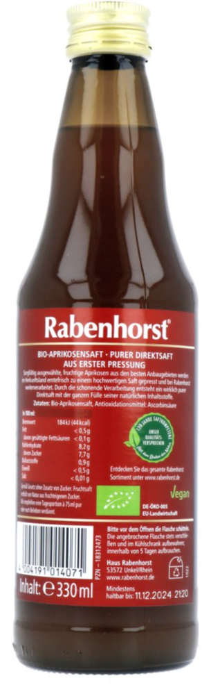 Rabenhorst Abrikozen Sap (330 ml)