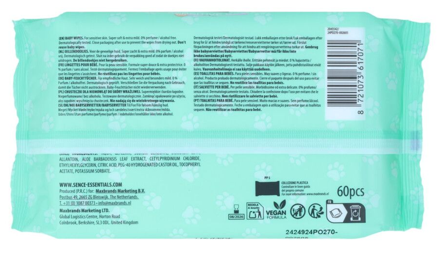 Sence Babydoekjes Sensitive (60 stuks)