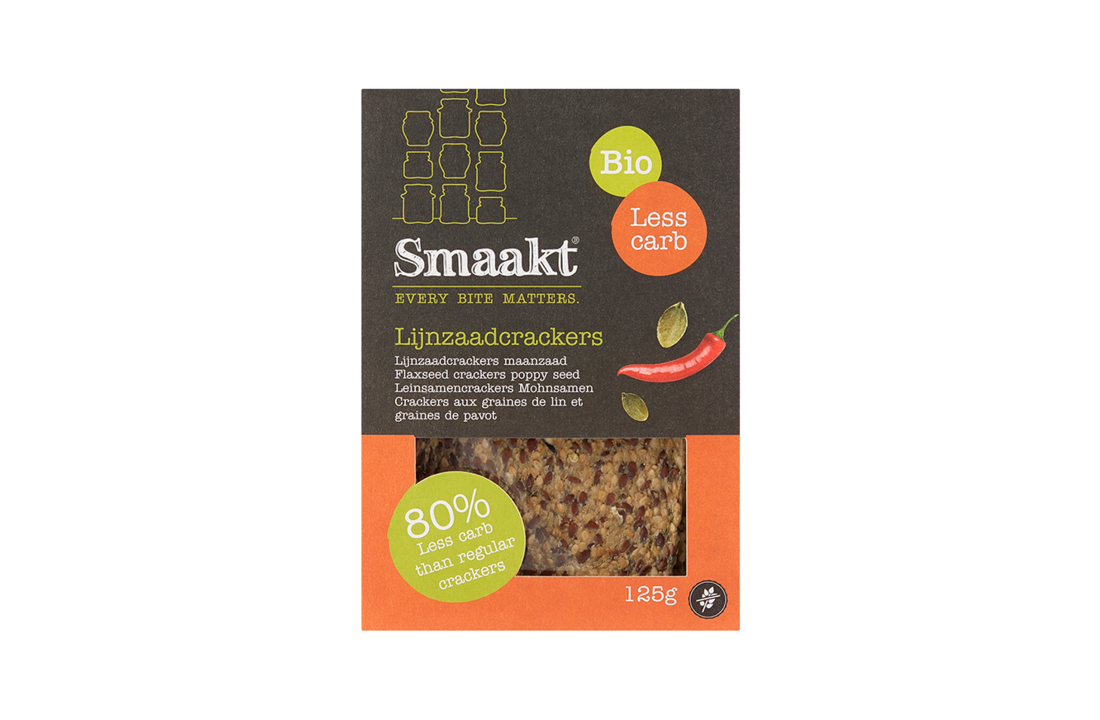 Smaakt Less Carb Lijnzaad Crackers (125 gr)