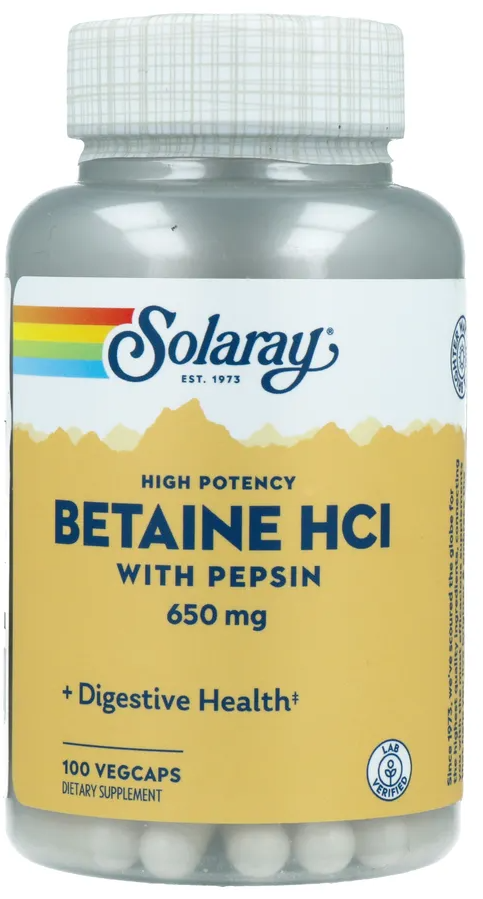 Solaray Betaine Hci 650mg Capsules (100 capsules)