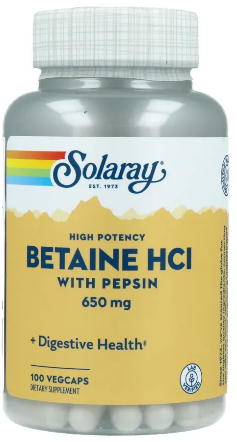Solaray Betaine Hci 650mg Capsules (100 capsules)