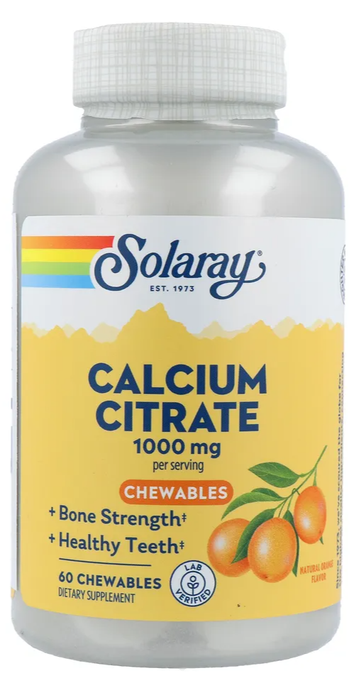 Solaray Calcium Citraat 1000mg Kauwtabletten (60 stuks)