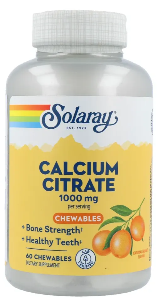 Solaray Calcium Citraat 1000mg Kauwtabletten (60 stuks)
