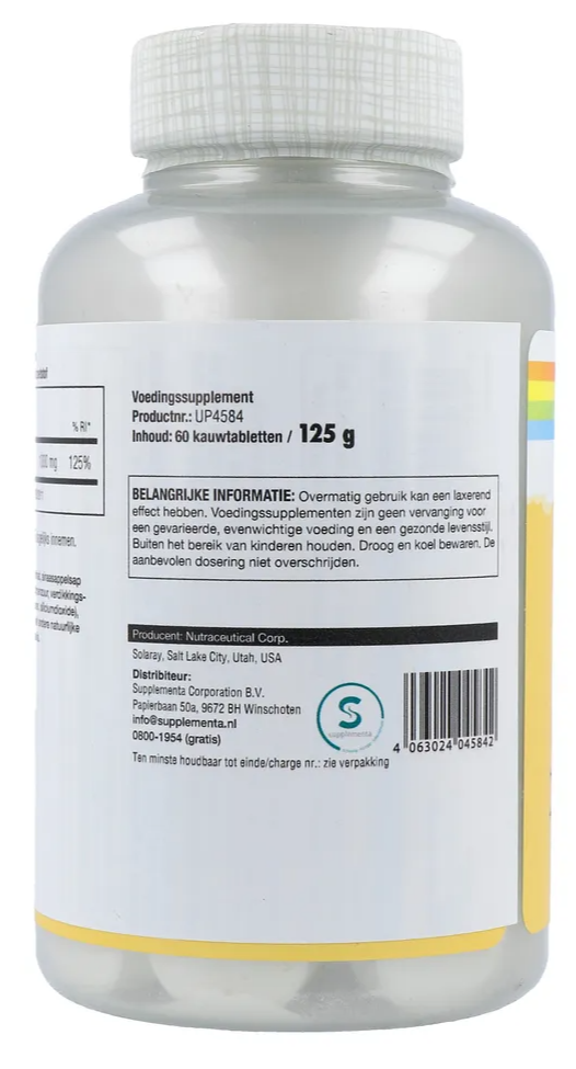 Solaray Calcium Citraat 1000mg Kauwtabletten (60 stuks) - image 3