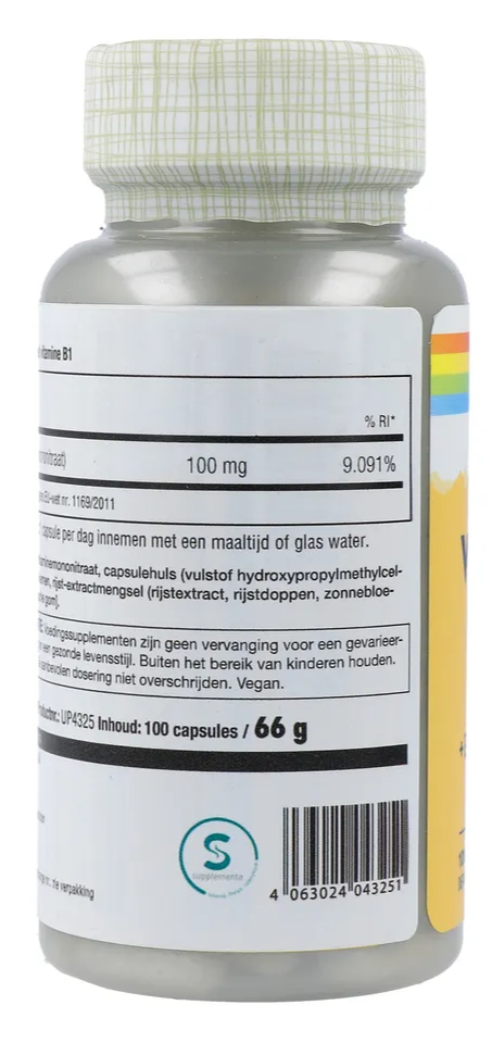 Solaray Vitamine B1 100mg Capsules (100 stuks) - image 2