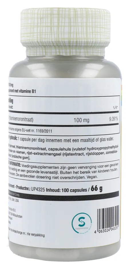 Solaray Vitamine B1 100mg Capsules (100 stuks) - image 3